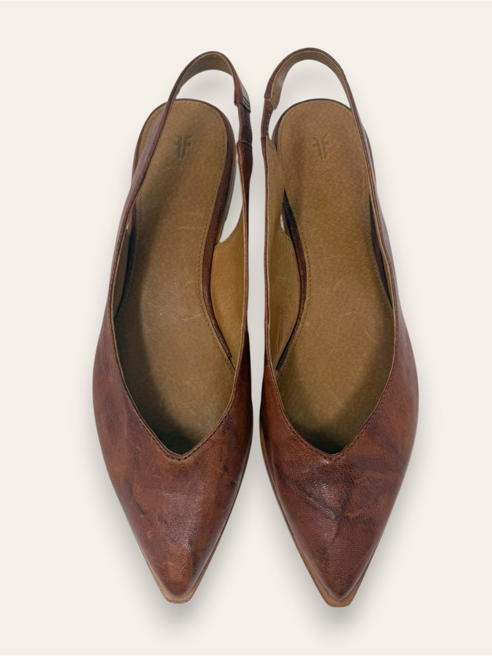 Frye Kenzie Leather Slingback Pointed Toe Flat Loafers Brown 11 Women’s